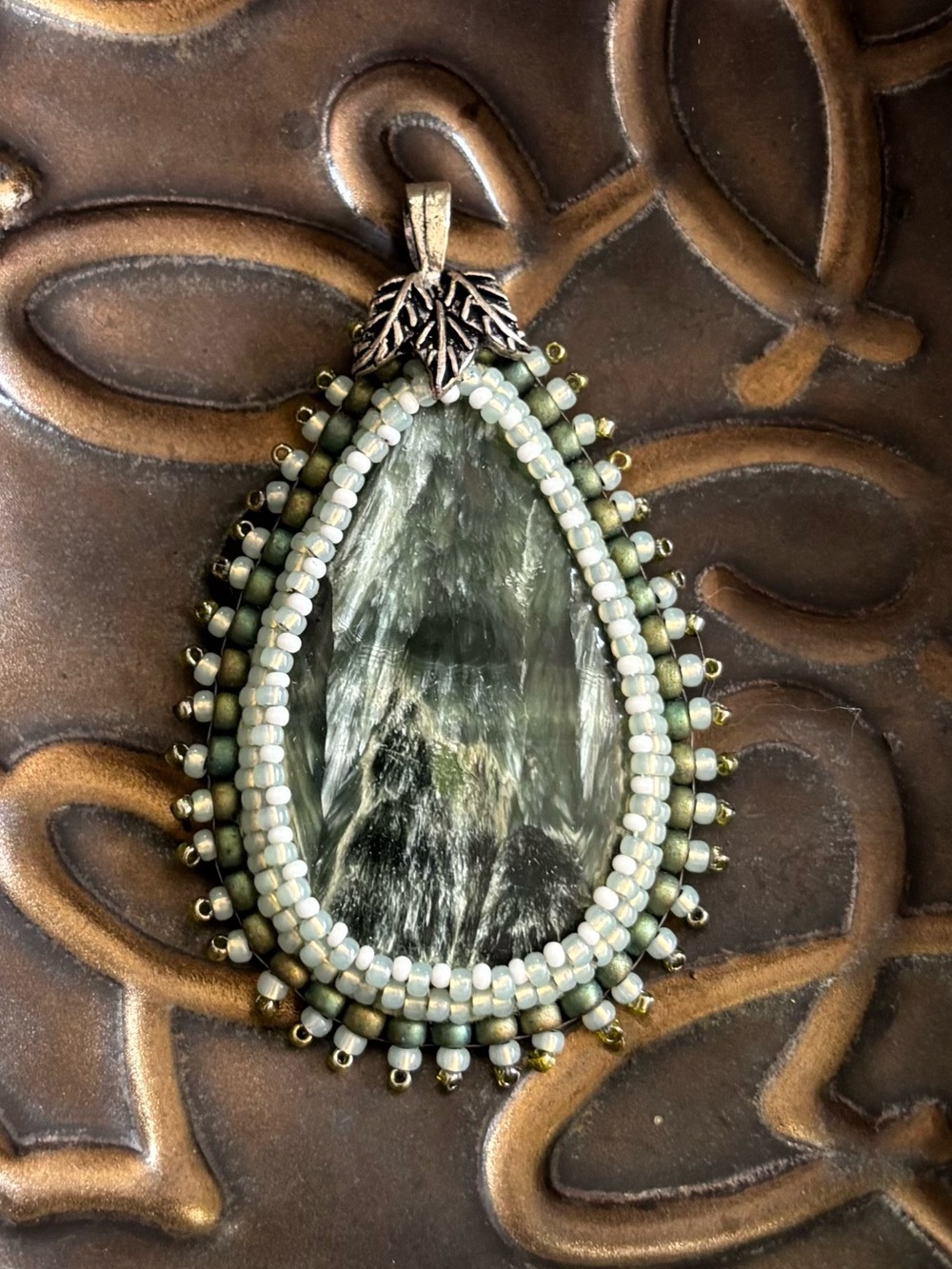 ✨ Handmade Siberian Seraphinite Beaded Statement Pendant ✨